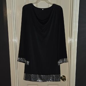 Elegant Black Dress with Silver Accents